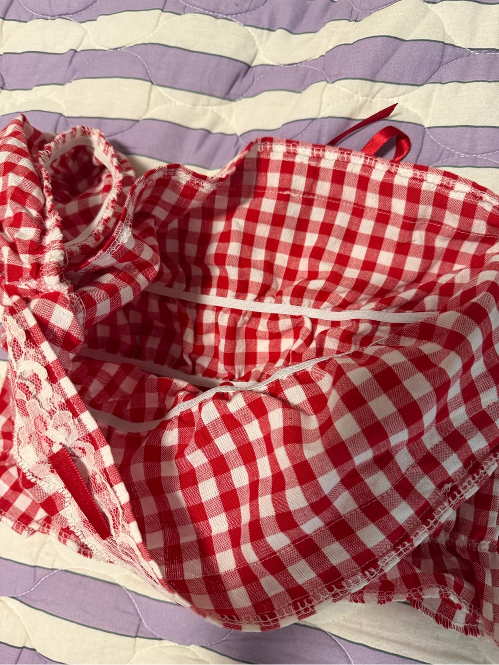 Handmade Red Gingham Ruffle 2 Piece Set 🍓🎀 S - Picture 6 of 11